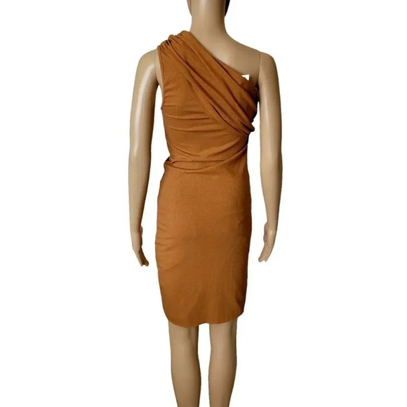 House Of Harlow 1960 Ribbed Knit One Shoulder Midi Bodycon Dress Size S - Picture 2 of 8